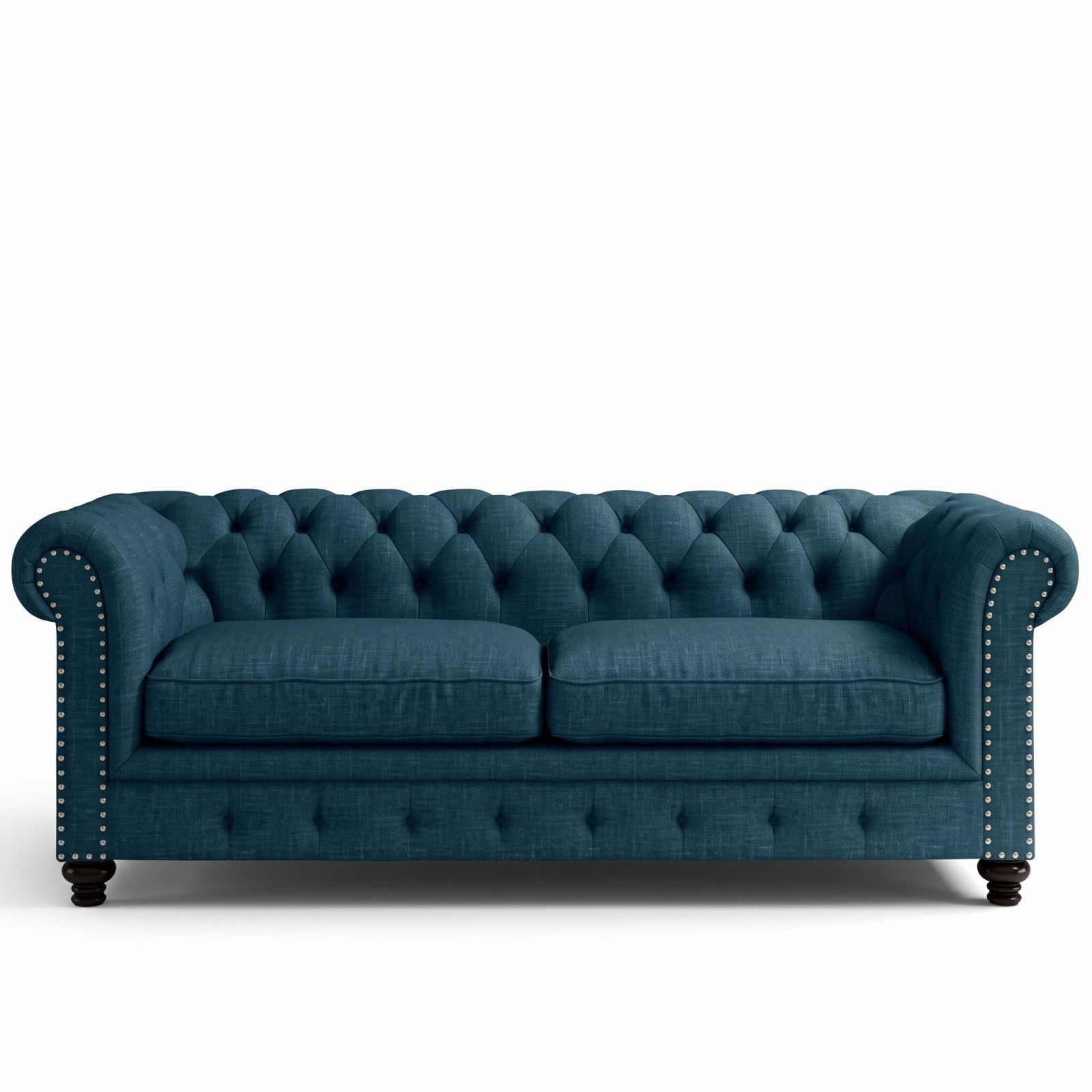 Chesterfield Teal Linen Sofa