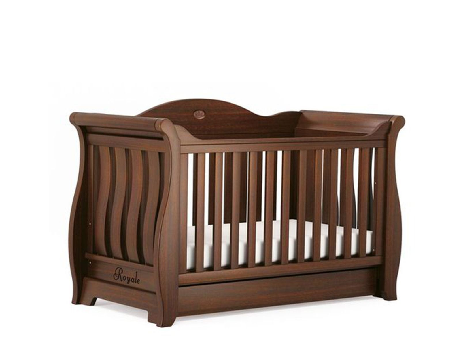 Dark Brown Wooden Baby Cot