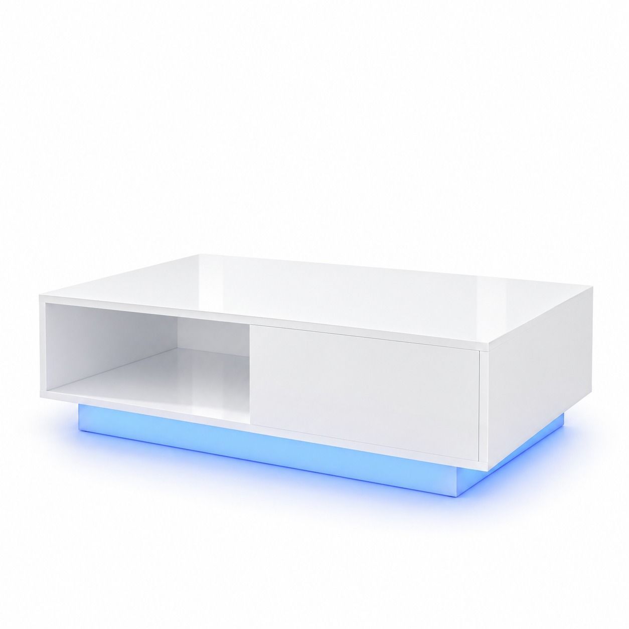 Glossy White Blue-Glow Media Console
