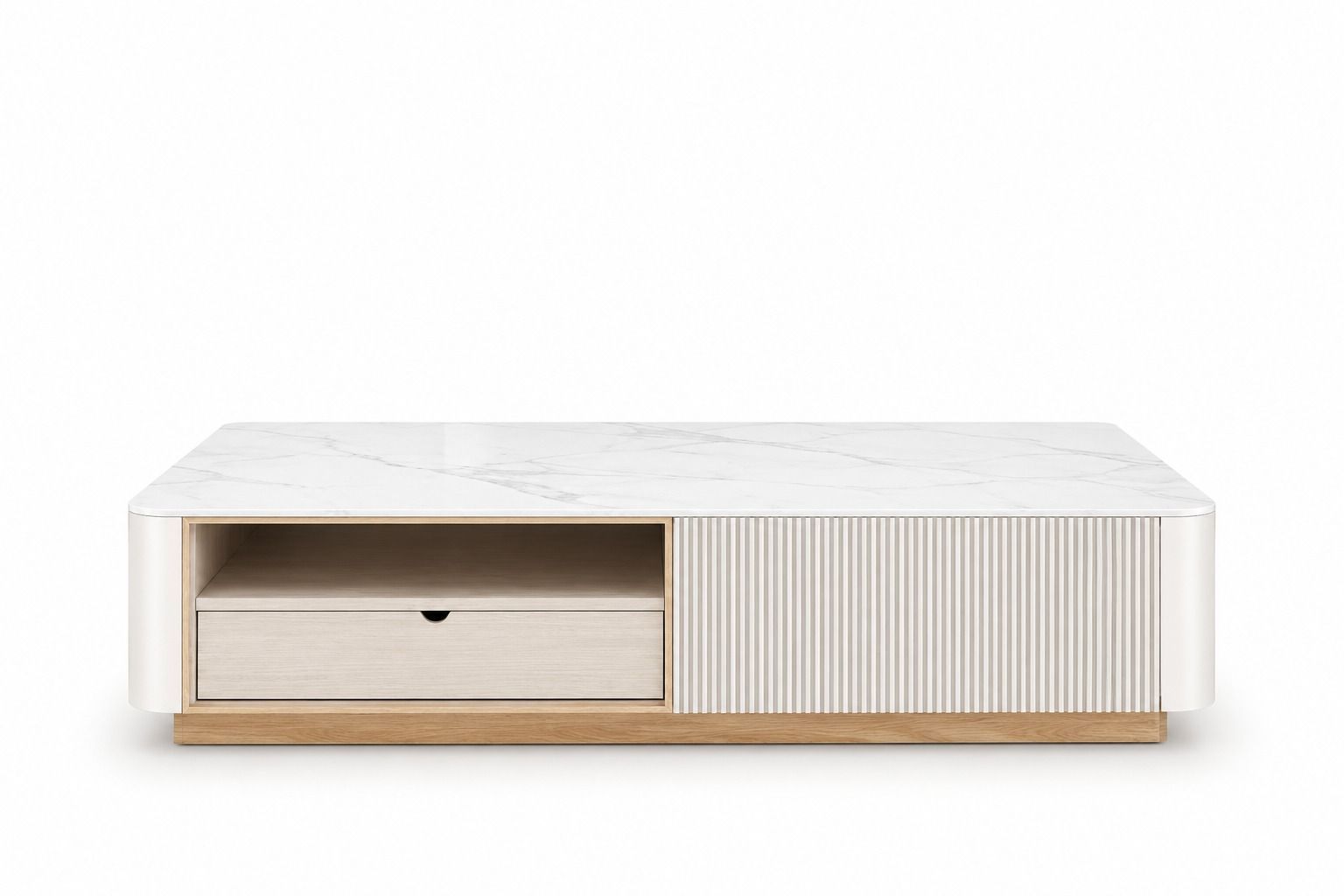 Marble-Top Fluted Coffee Table