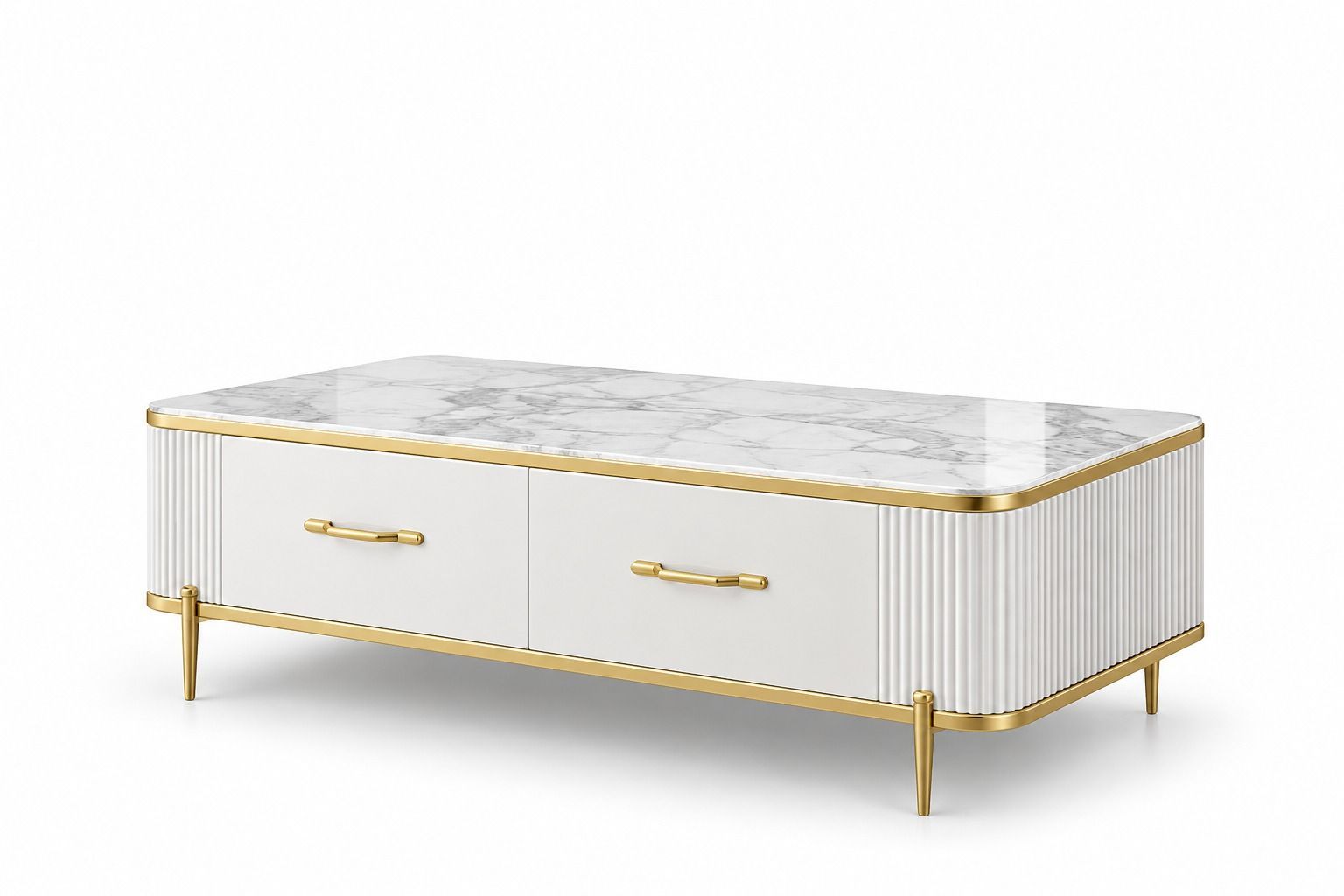 Marble-Top Gold Coffee Table