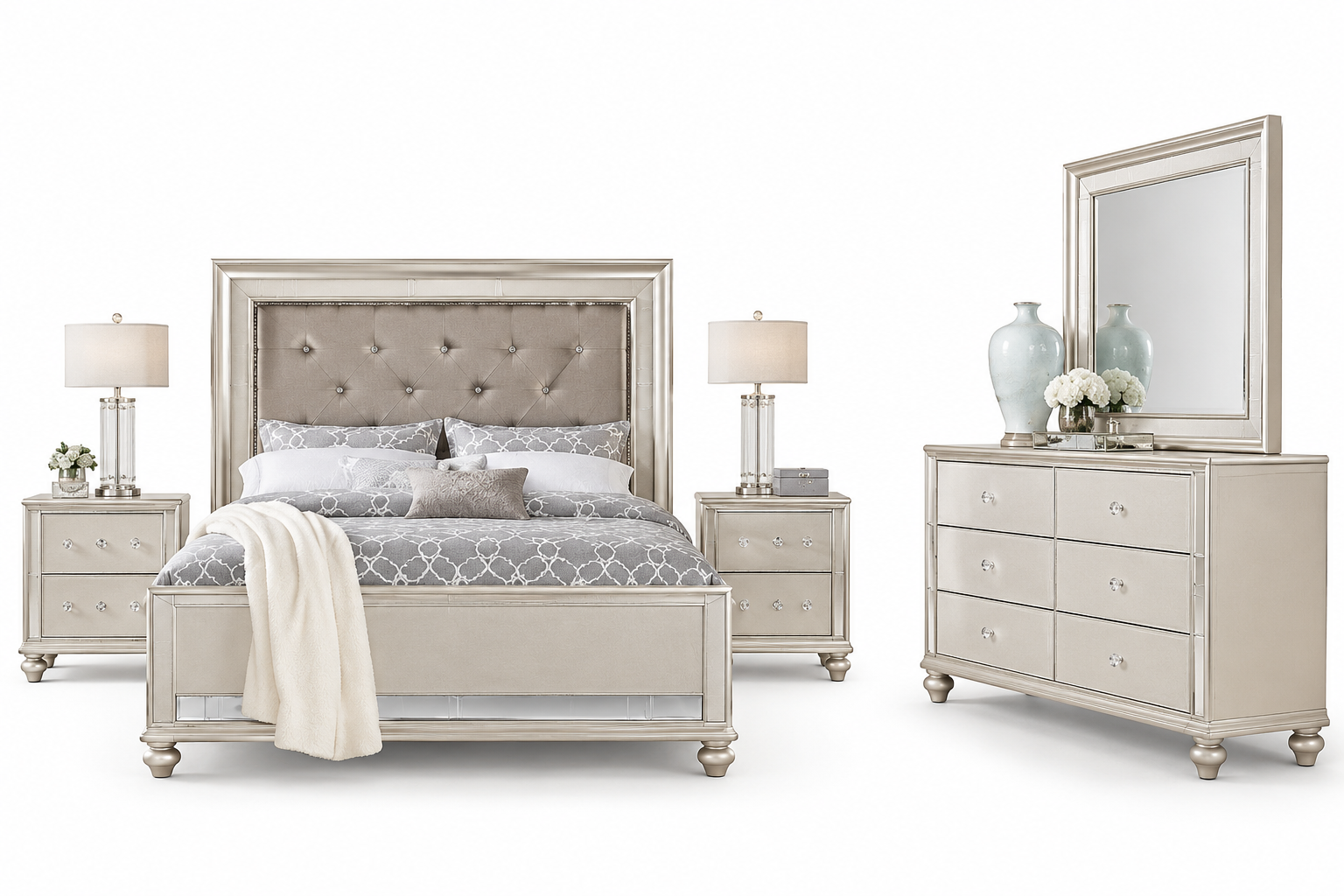 Tufted Bedroom Set with Matching Furniture
