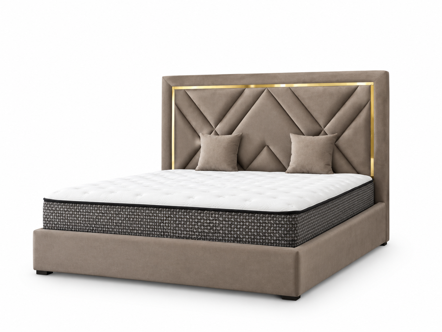 Taupe Geometric Platform Bed