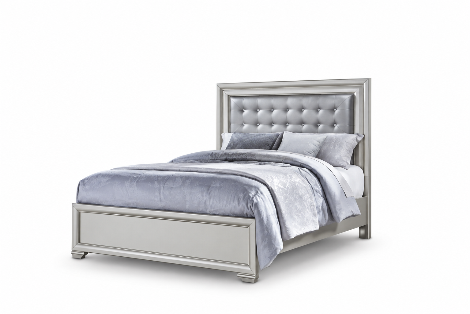 Silver Upholstered Bed