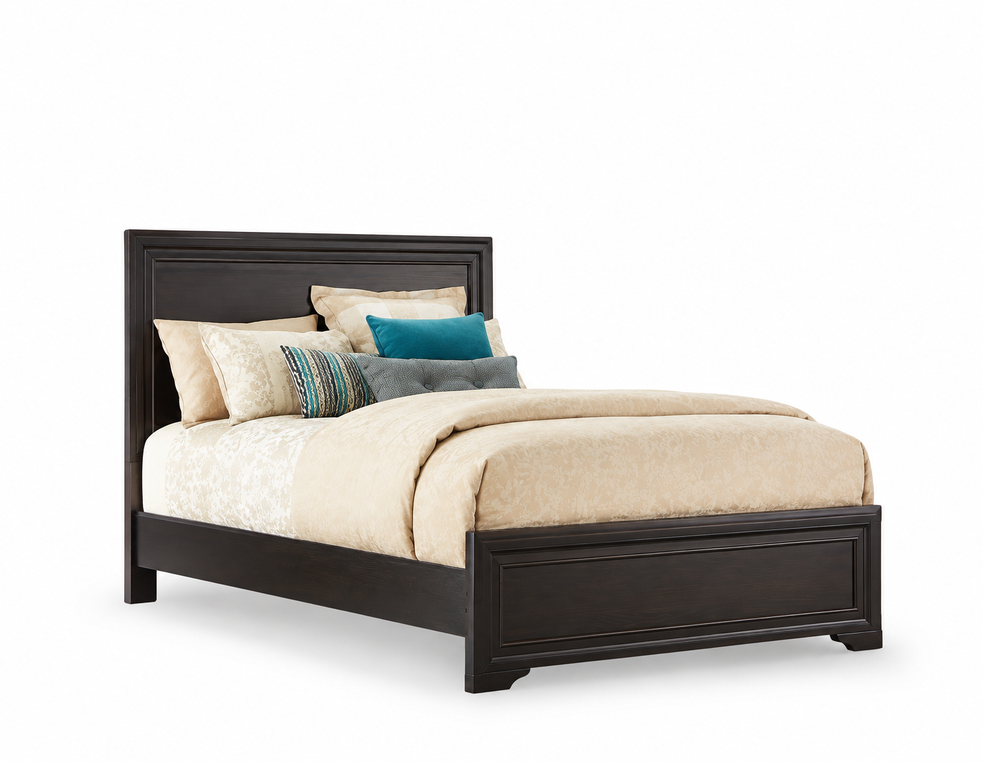 Dark Espresso Bed with Teal Accents