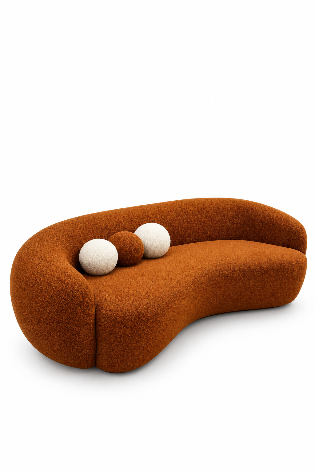 Burnt Orange Bouclé Bean Sofa