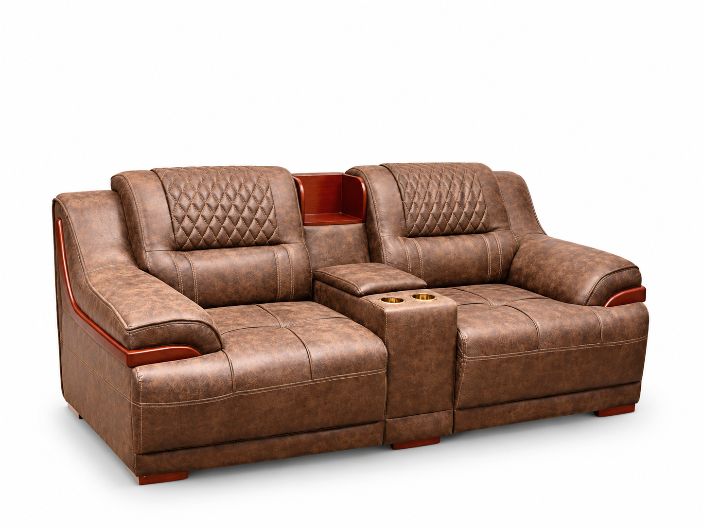 Brown Leather Reclining Loveseat