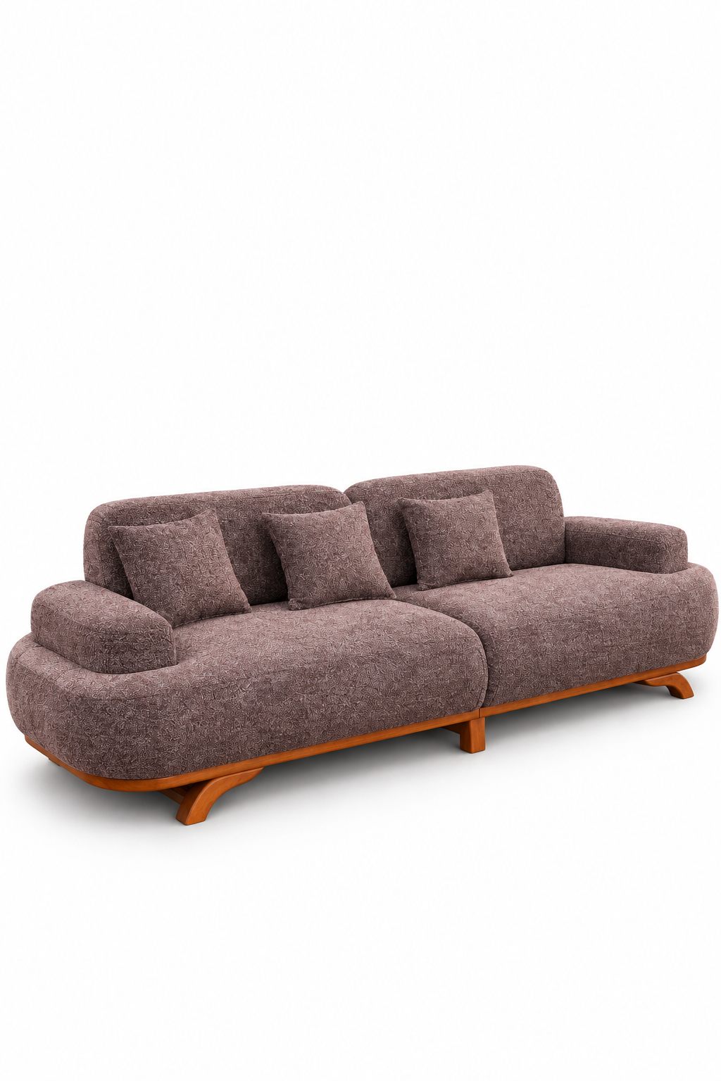 Modern Brown Sofa with Wooden Legs
