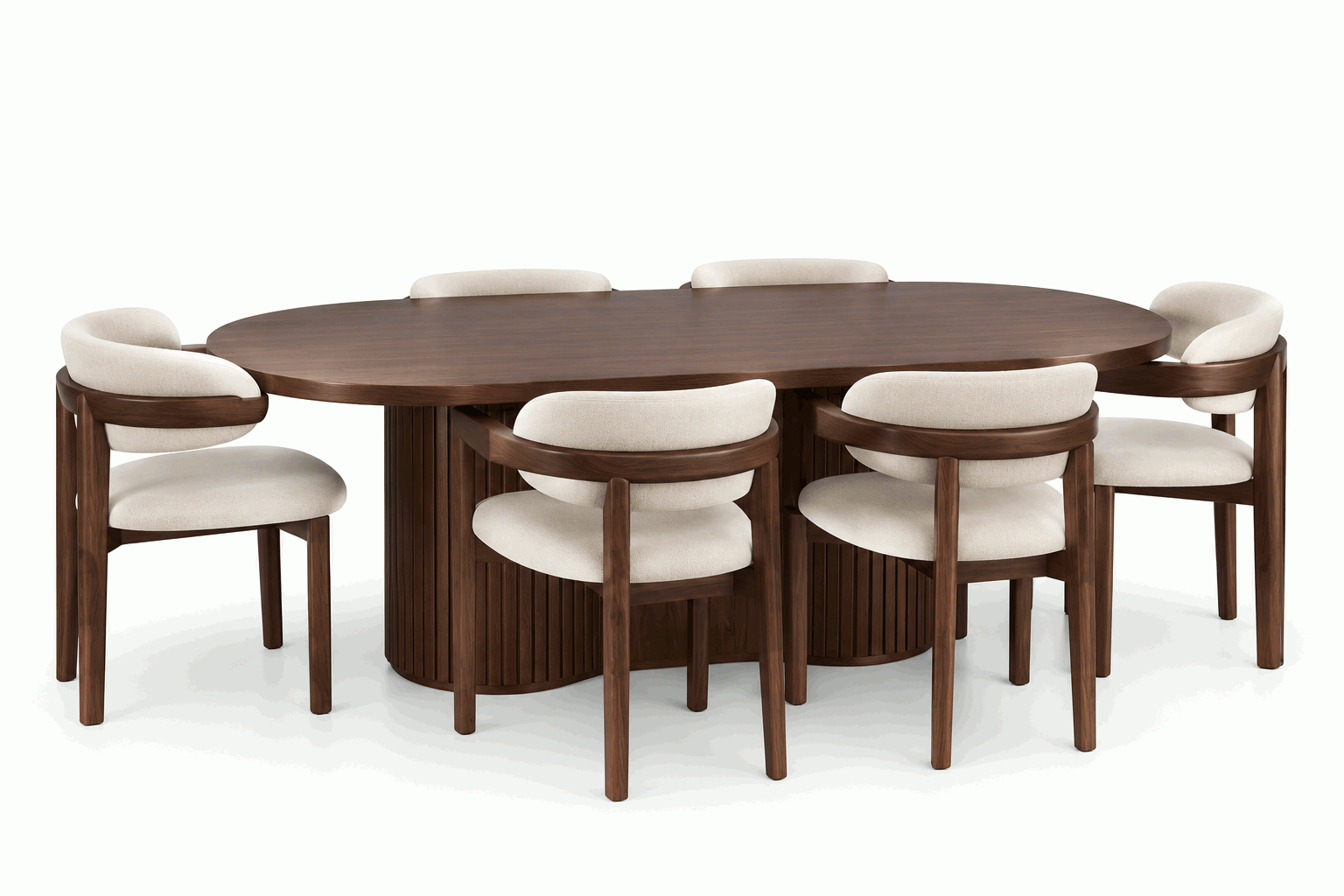 Walnut Oval Dining Set