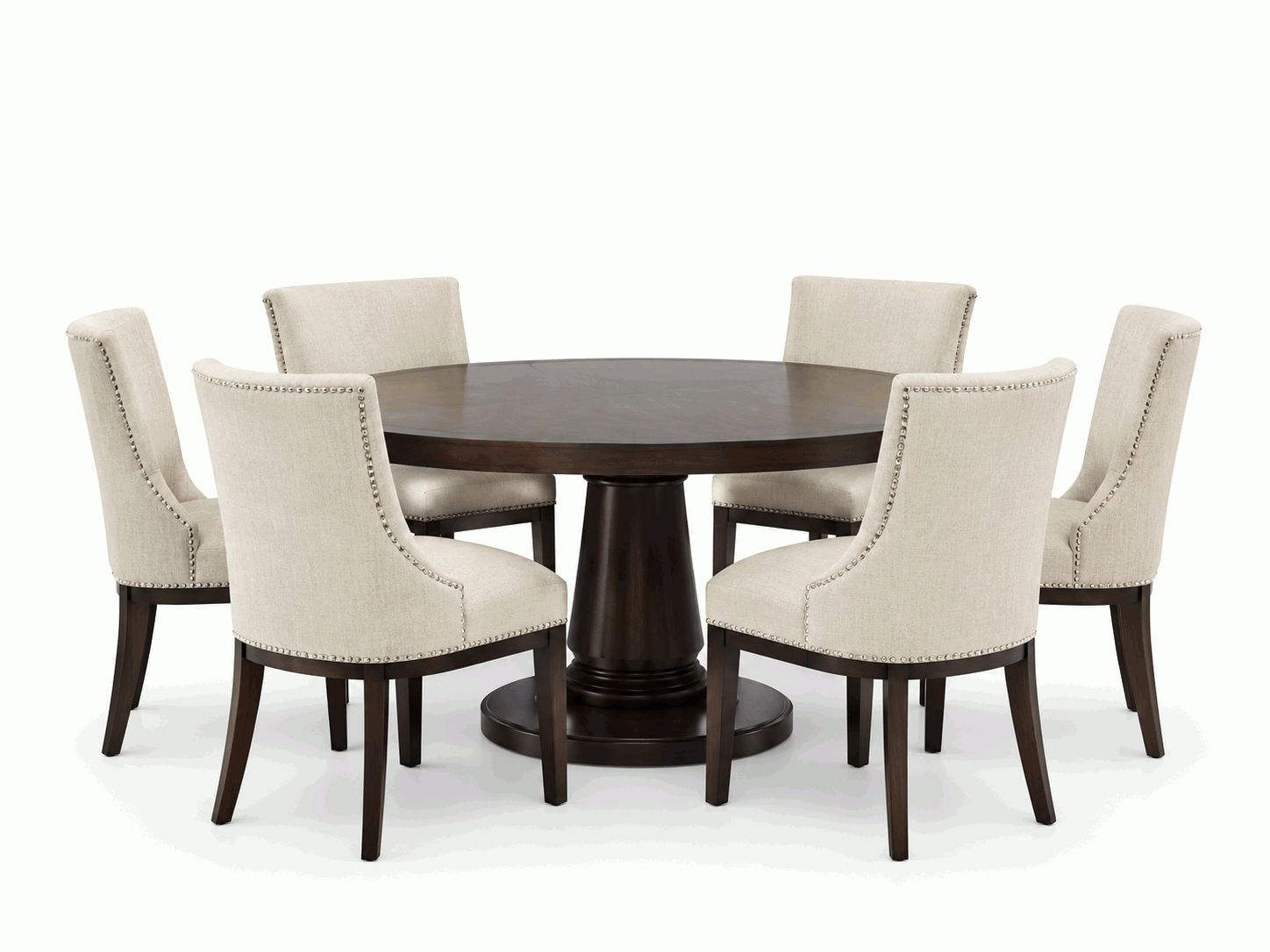 Dark Wood Round Dining Set