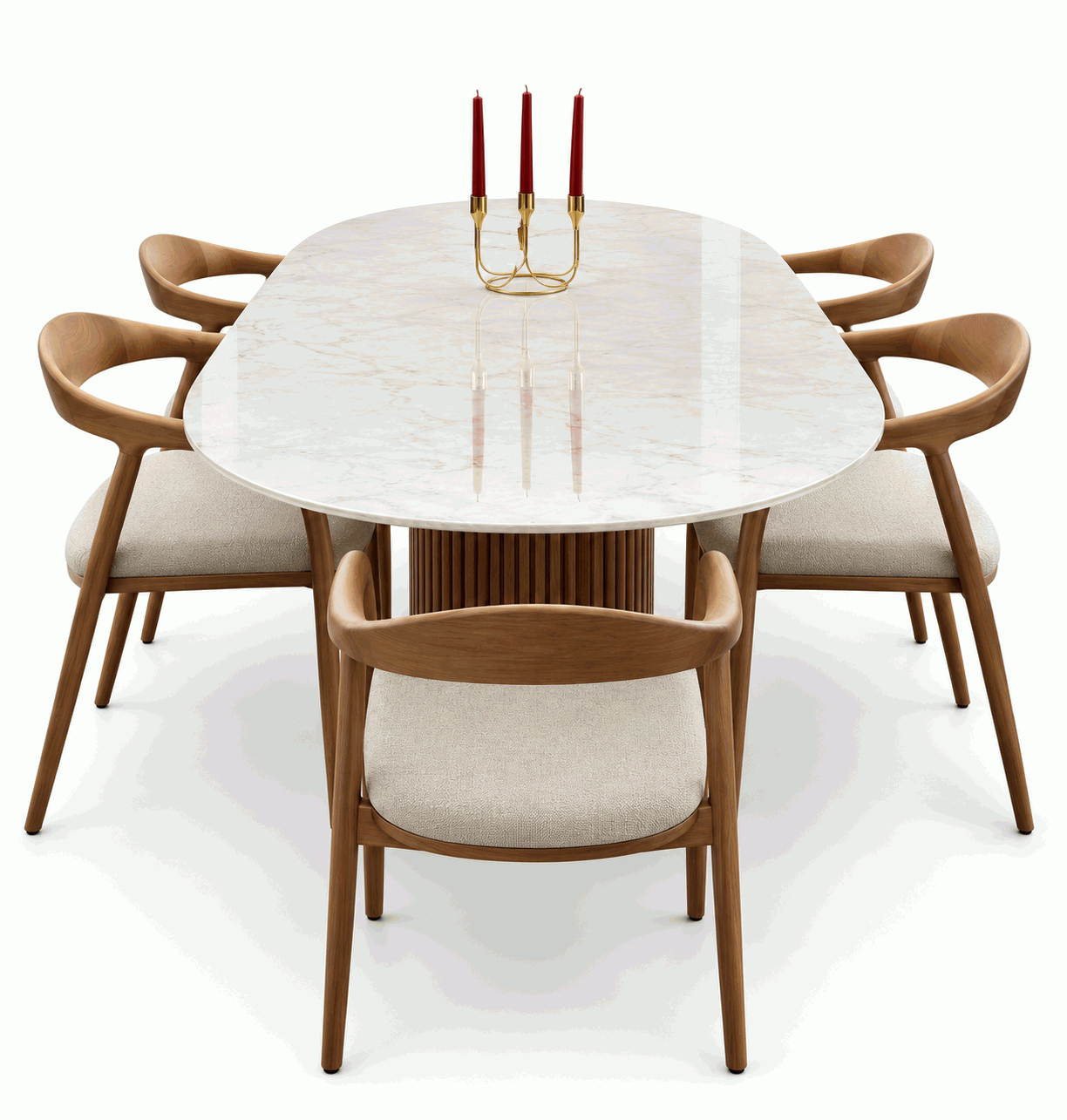 Marble Dining Set with Burgundy Candles