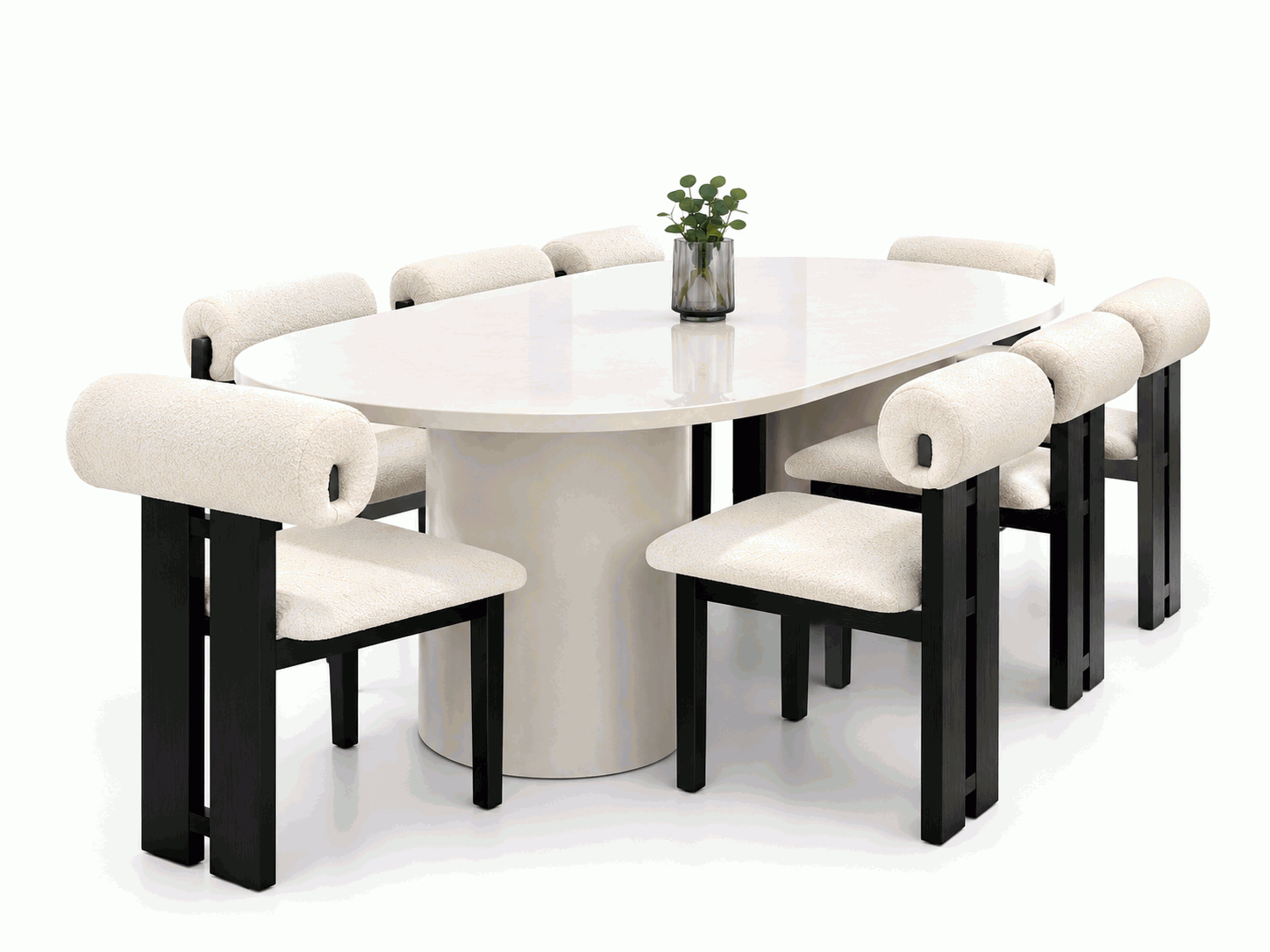 Modern Ivory and Black Dining Set