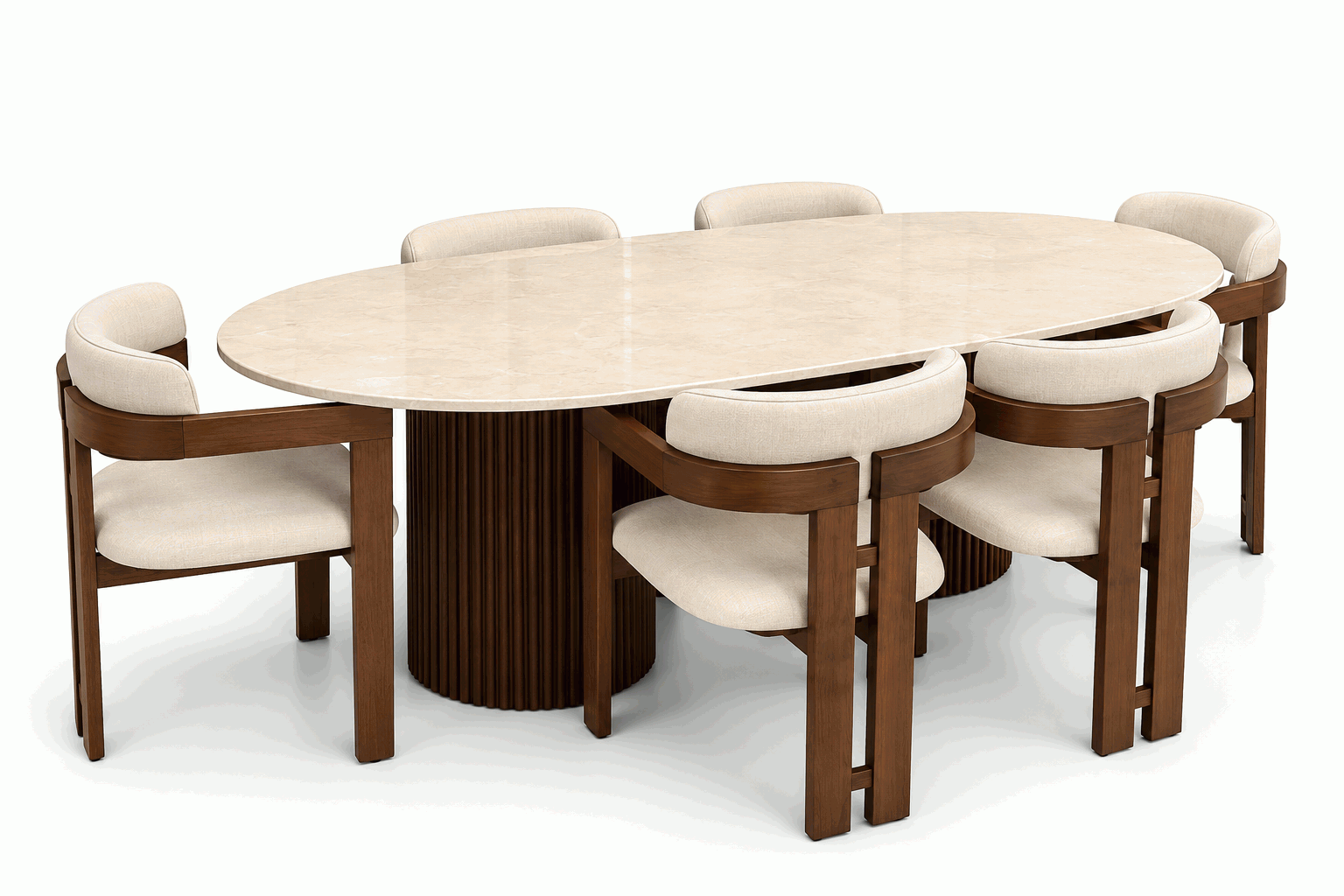 Oval Marble Dining Set