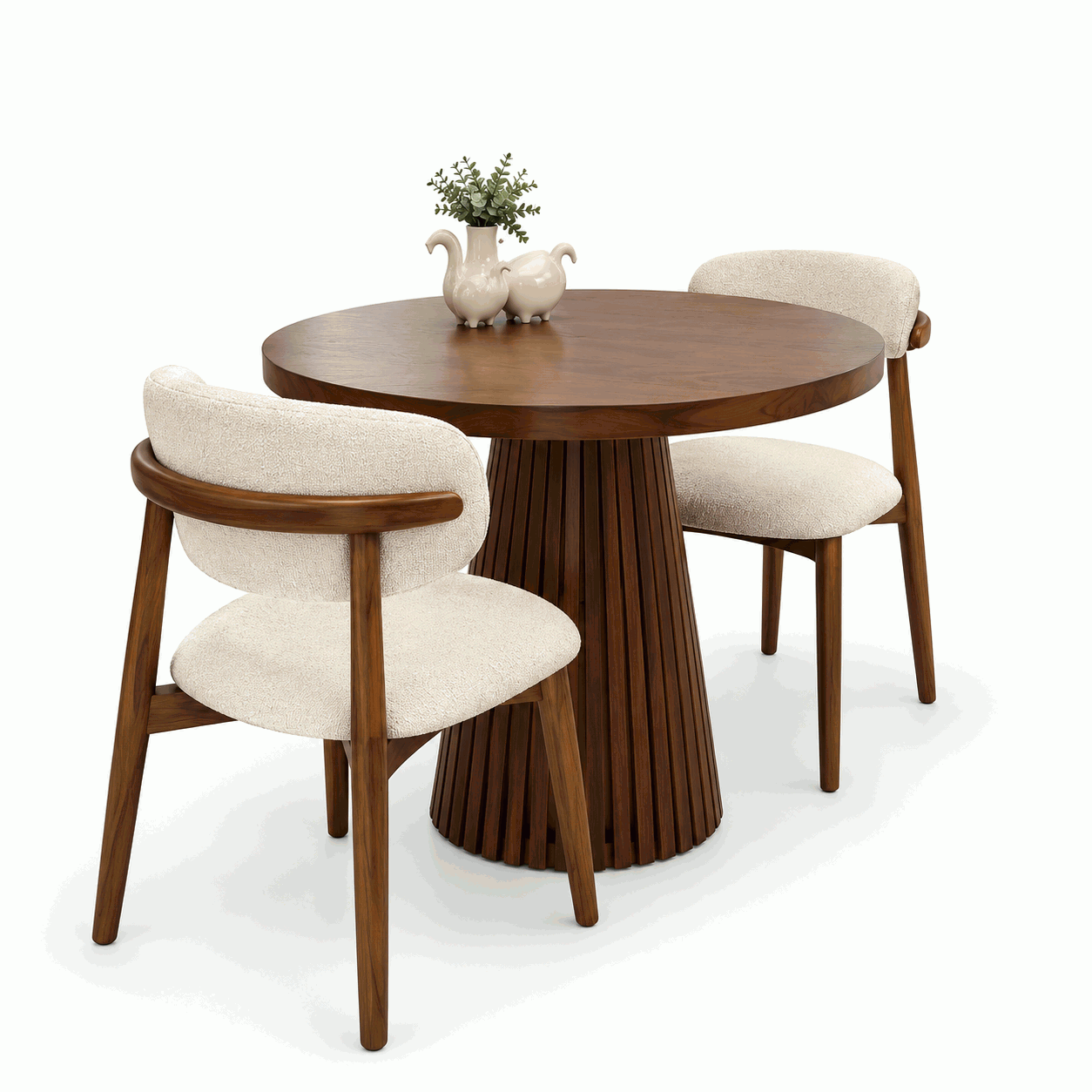 Walnut Dining Set with Sculptural Base